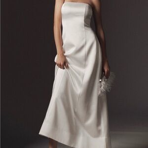 MareMare for Anthropologie Weddings Strapless White Satin Dress NWT